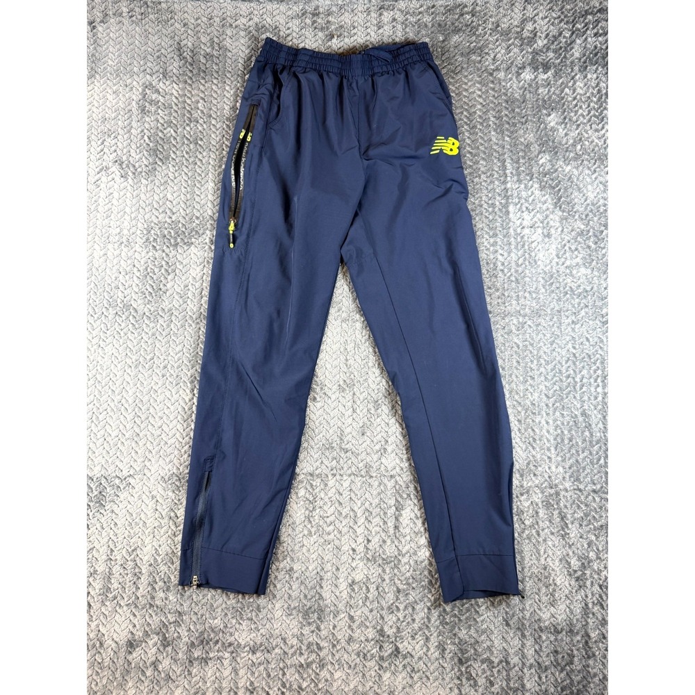New Balance‎ Track Pants Women Medium Navy Blue Stretch Tapered Leg Ankle Zip